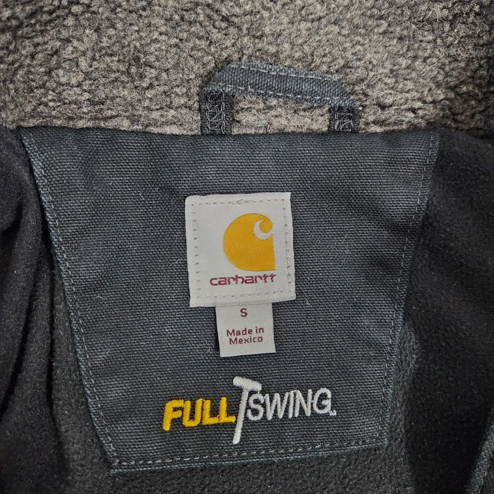 Carhartt Full Swing Jacket Mens Size Small Black Duck Canvas Sherpa‎ Collar Work
